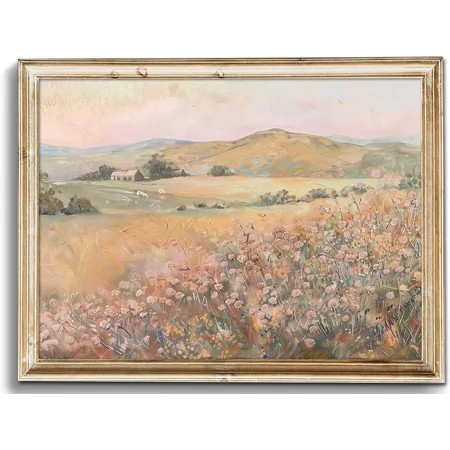 Vintage Wall Art, Classical Wildflower Field Wall Painting Canvas Prints Farmhouse Wall Art French Country Wall Decor Vintage Landscape Art Pictures for Bathroom Kitchen Decor | Walmart (US)
