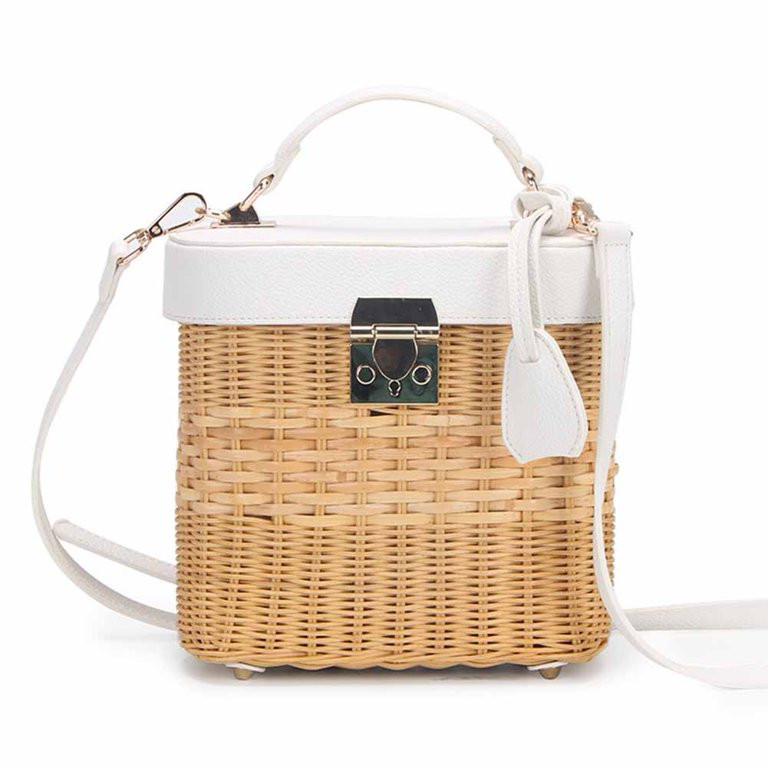 JuLam Women's Leather Strap Single-shoulder Crossbody Bag Handmade Woven Round Rattan Bag | Walmart (US)