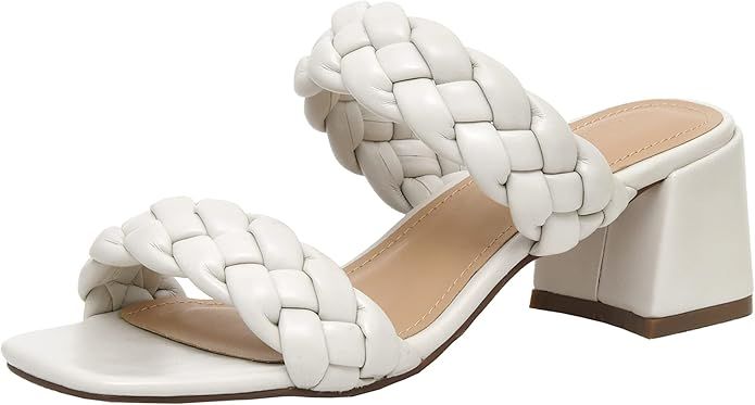 CUSHIONAIRE Women's Onyx braided Heel Sandal +Memory Foam Wide Widths Available | Amazon (US)