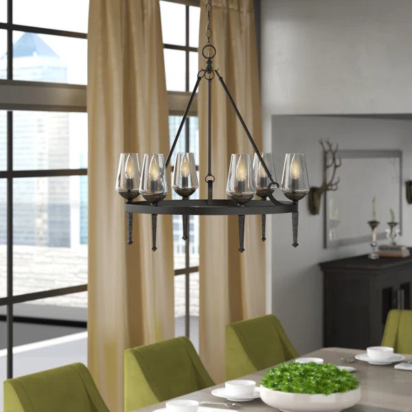 Wooler 6 - Light Shaded Wagon Wheel Chandelier | Wayfair North America