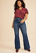Plus Size Risen® High Rise Tummy Control Panel Front Press Bootcut Jean | Maurices
