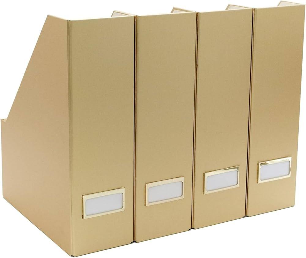 Gold Magazine File Holder - Gold Office Organizer Set of 4 Gold Magazine Holders - Gold File Fold... | Amazon (US)