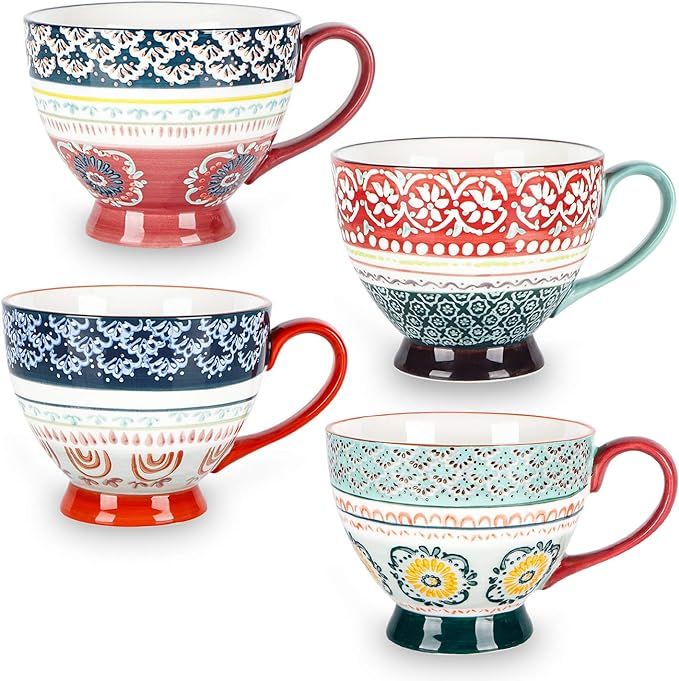 Large Coffee Mugs Set Ceramic Coffee Cup for Tea Milk Latte Cappuccino Cocoa Cereal Hot Chocolate... | Amazon (US)