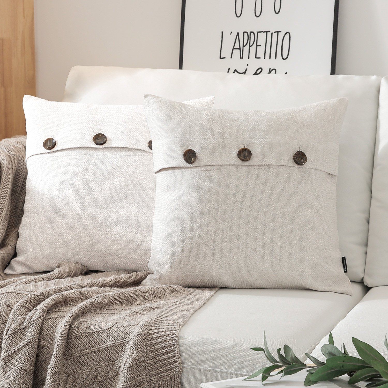 Phantoscope Triple Buttons Cotton Blend Series Farmhouse Square Decorative Throw Pillow Cusion fo... | Walmart (US)