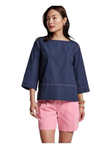 Cotton poplin top & twill pleated shorts, pink shorts 

#LTKSeasonal #LTKOver40