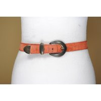 Red Leather Western Belt Vintage Cowgirl Style, Antique Brass Buckle | Etsy (US)