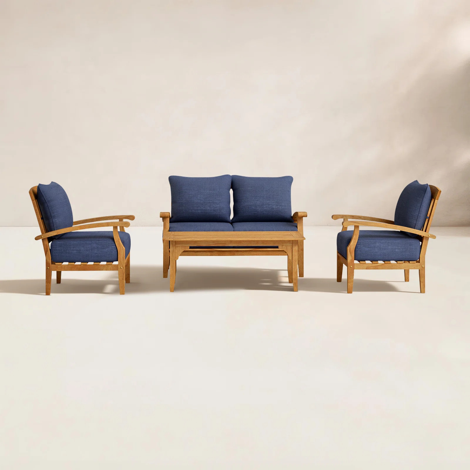 Summerton Teak 4 - Person Patio Conversation Set with Cushions | Wayfair North America