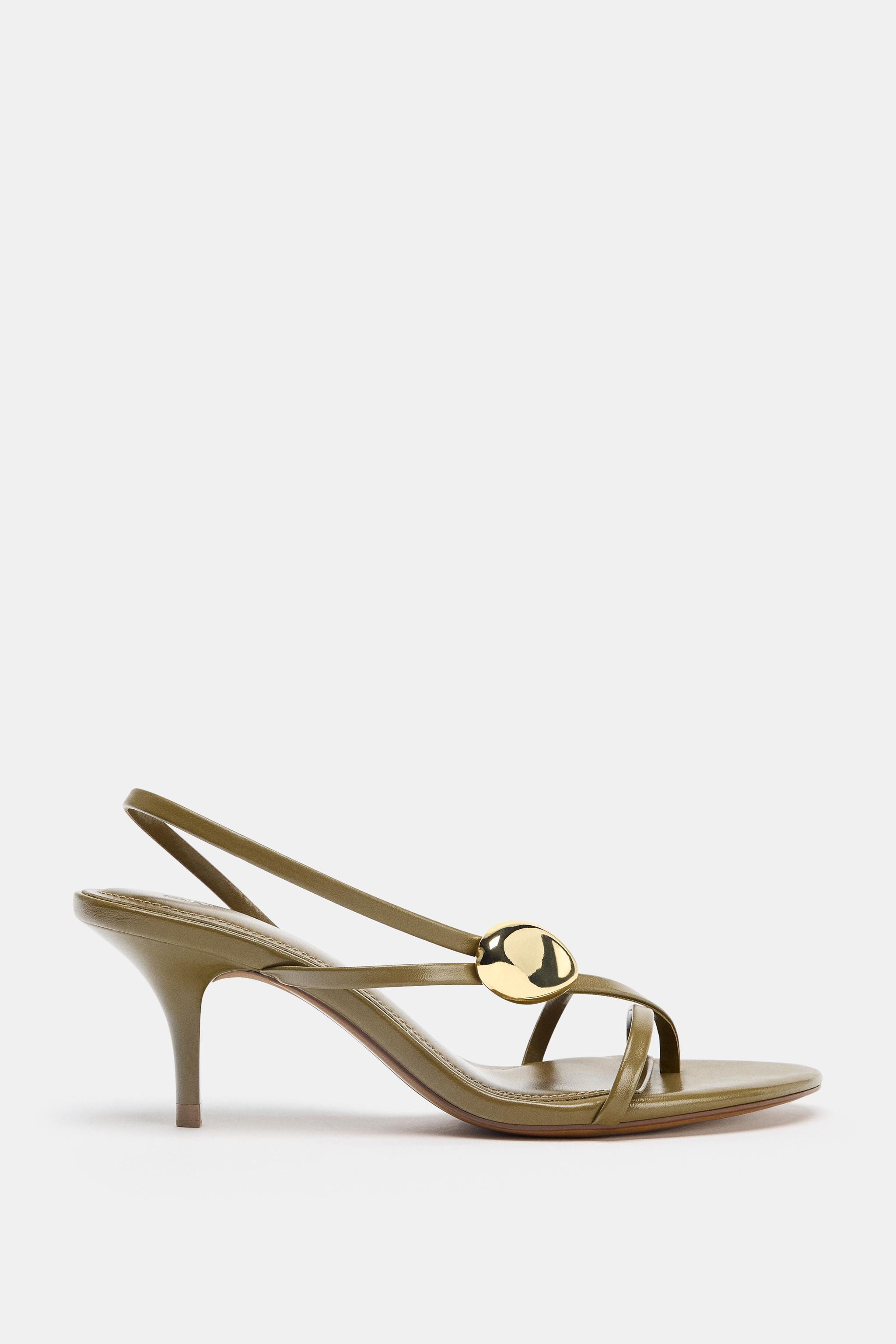 HEELED SANDALS WITH STRAPS AND METAL DETAIL39.99 GBPKhaki Green | 2364/610/032Put it in your bask... | Zara UK