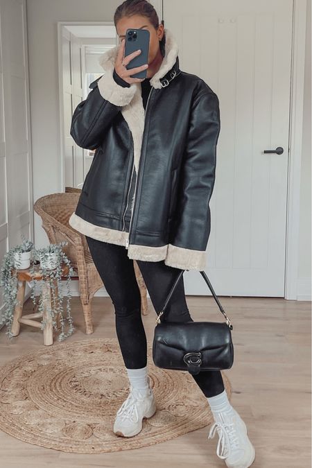 Autumn winter style, autumn winter fashion, Shearling leather jacket, staple, fur lined leather jacket, coach bag, outfit inspiration, Veja trainers 

#LTKstyletip #LTKSeasonal #LTKeurope