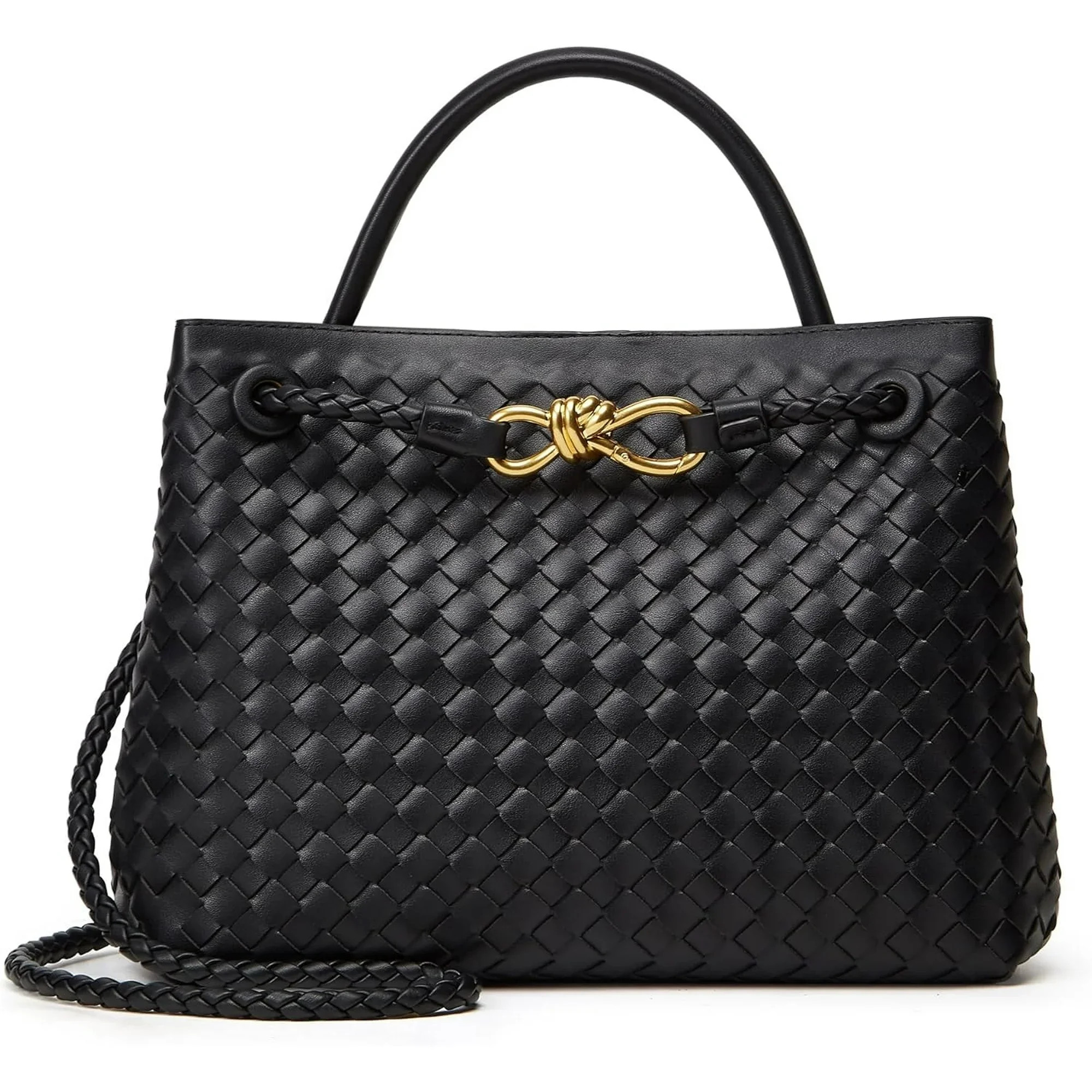 Large Tote Purse Woven Bag for Women Crossbody Handbag: Vegan Leather Small Tote Purse - Bowknot ... | Walmart (US)