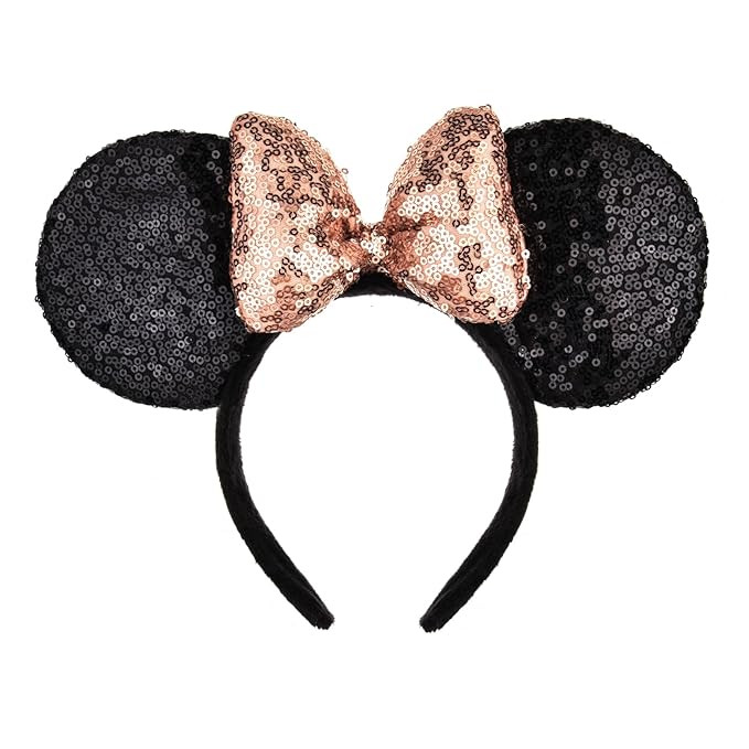 A Miaow 3D Black Mouse Sequin Ears Headband MM Glitter Butterfly Hair Clasp Park Supply Adults Wo... | Amazon (US)