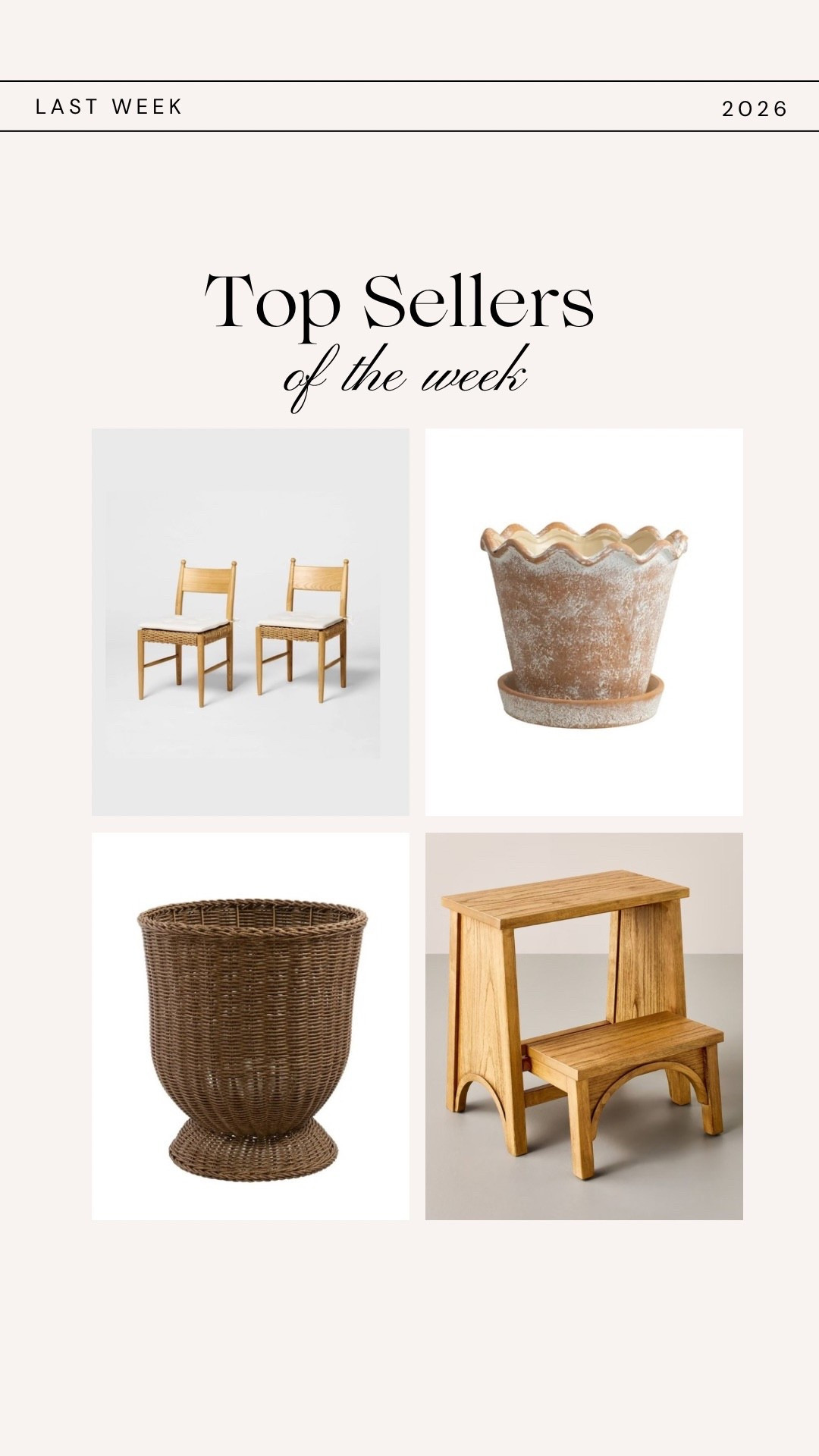 Top sellers of the week! 

Target finds, Walmart finds, dining chairs, outdoor planters, stool look for less

#LTKSaleAlert #LTKFindsUnder50 #LTKHome