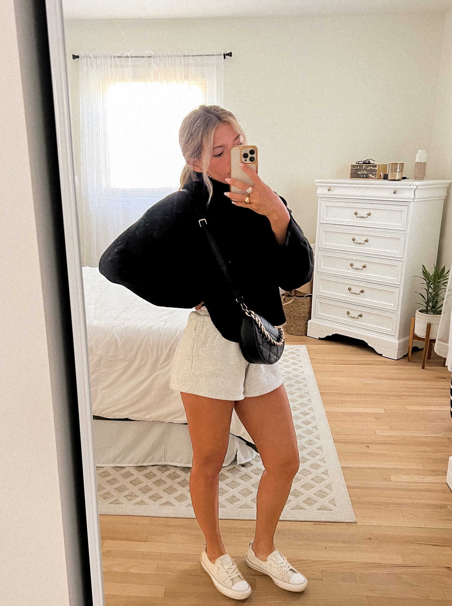 Running errands in my turtleneck sweater and sweat shorts in the sunny fall weather 🌞🍂

#LTKunder50 #LTKstyletip #LTKsalealert