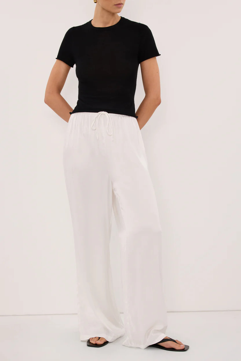 MYA WHITE SATIN PANT | DISSH