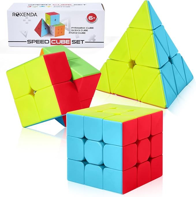 ROXENDA Speed Cube Set, Magic Cube Set of 2x2x2 3x3x3 Pyramid Cube Smooth Puzzle Cube (Stickerles... | Amazon (US)