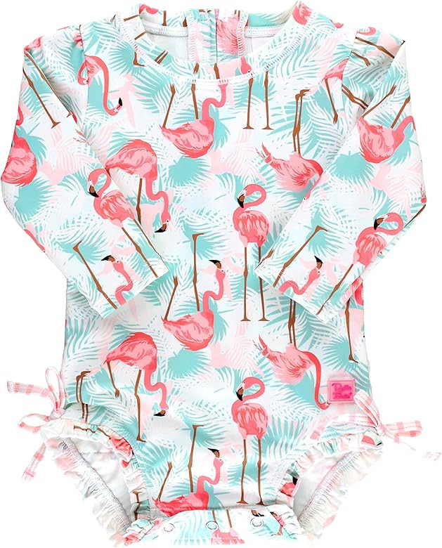 RuffleButts® Baby/Toddler Girls Long Sleeve One Piece Swimsuit with UPF 50+ Sun Protection | Amazon (US)