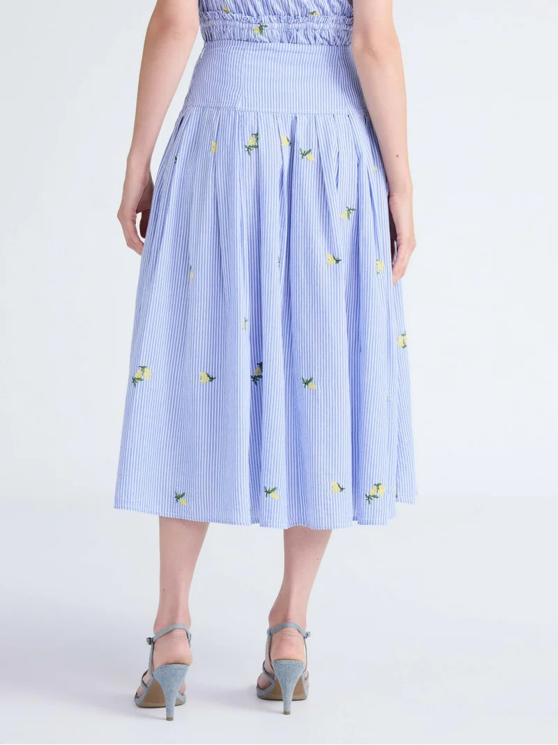 Free Assembly Women's and Women’s Plus Pleated Cotton Maxi Skirt, Sizes 0-28W | Walmart (US)