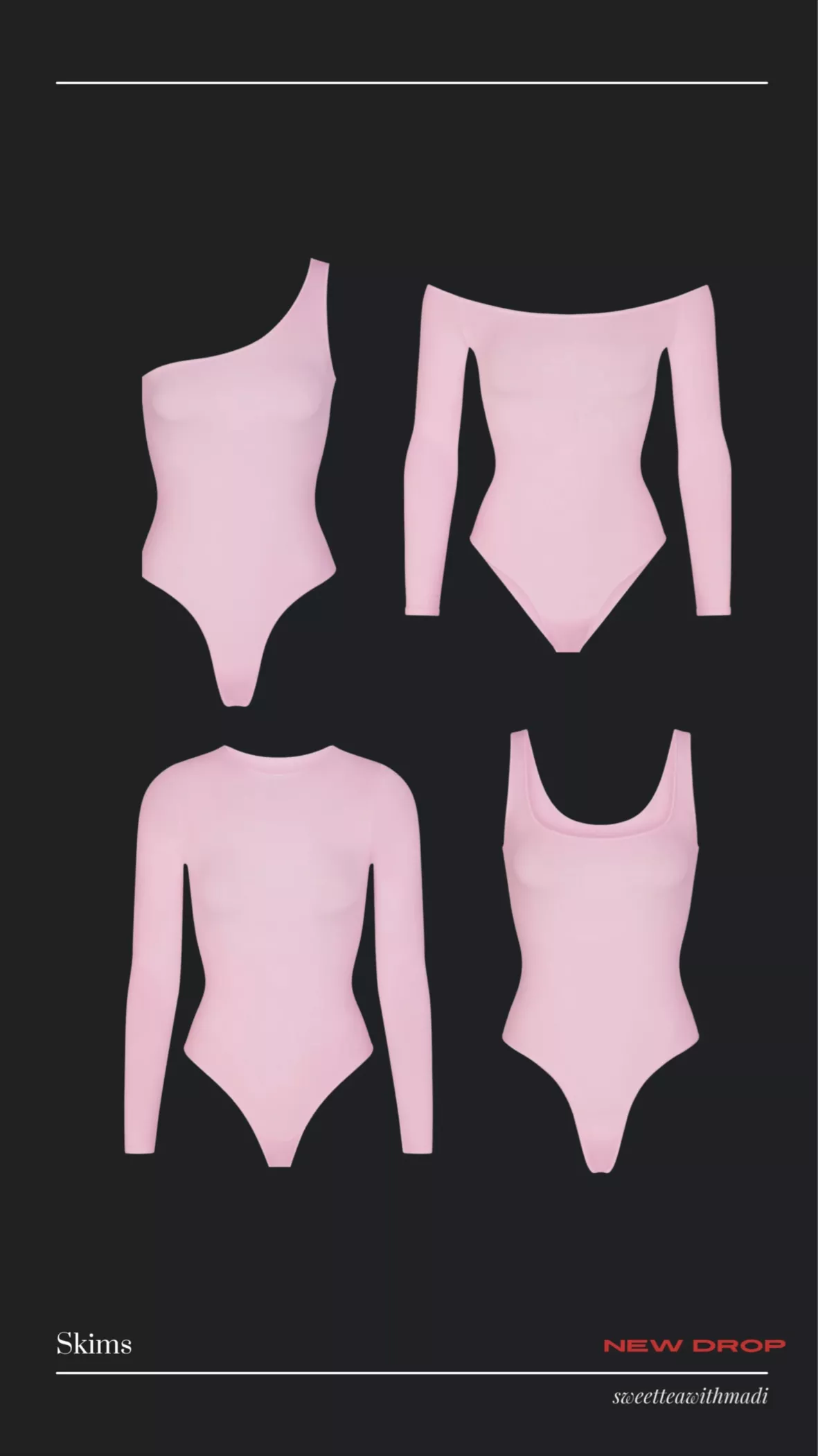 Skims Essential Off The Shoulder Bodysuit in Pink