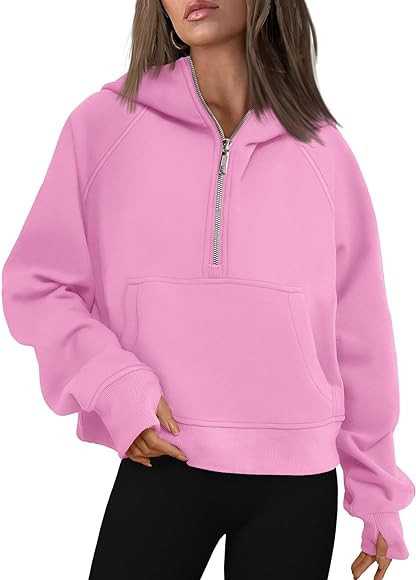 AUTOMET Half Zip Sweatshirts Cropped Hoodies Fleece Womens Quarter Zip Up Pullover Sweaters Fall ... | Amazon (US)