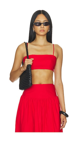 Poplin Crop String Top in Perfect Red | Revolve Clothing (Global)