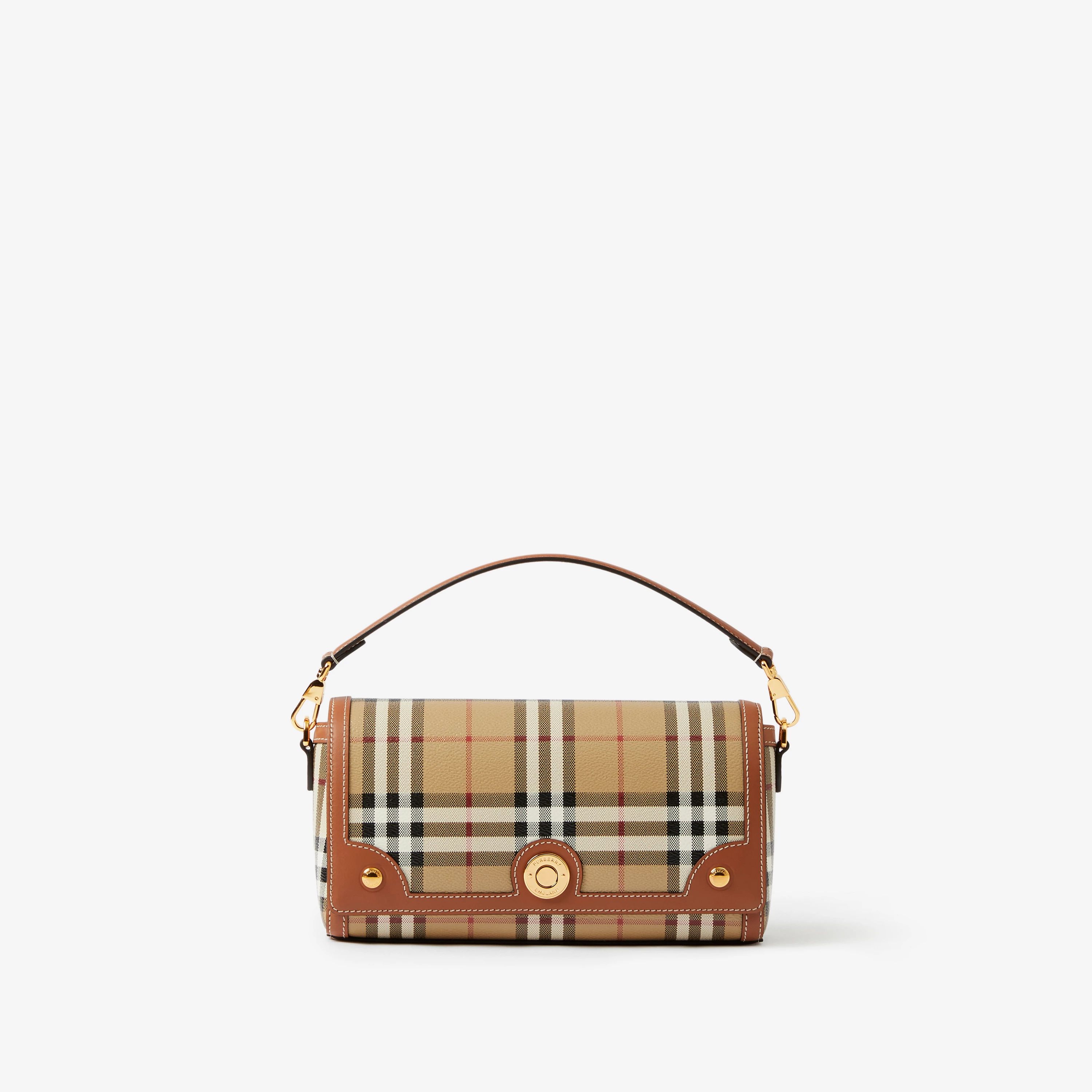 Top Handle Note Bag in Briar brown - Women, Vintage Check | Burberry® Official | Burberry (US)
