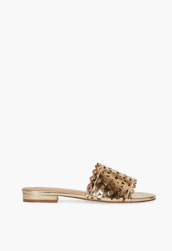 Simone Laser-Cut Slide Sandal | JustFab