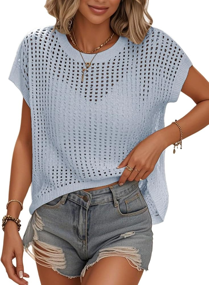 Crochet Tops Tank Top Sweater Vest | Amazon (US)