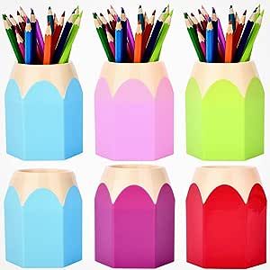 6pcs Pencil Shaped Pen Holders,Pencil Storage Organizer,Cute Desktop Pen Cup,Makeup Brush Contain... | Amazon (US)