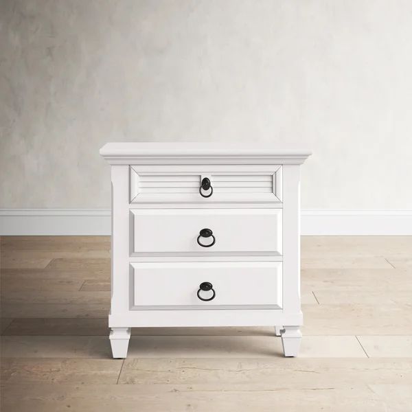 Fabela 28'' Tall 3 - Drawer Solid Wood Nightstand in White | Wayfair North America