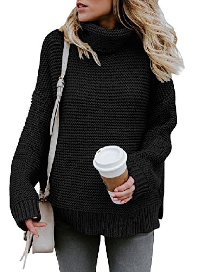 Asvivid Womens Turtleneck Long Sleeve Chunky Knit Pullover Sweater | Amazon (US)