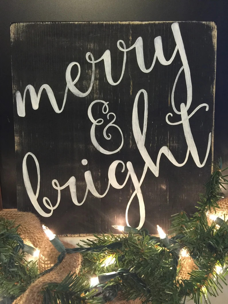 Merry & Bright Farmhouse Christmas Decor Merry and Bright - Etsy | Etsy (US)