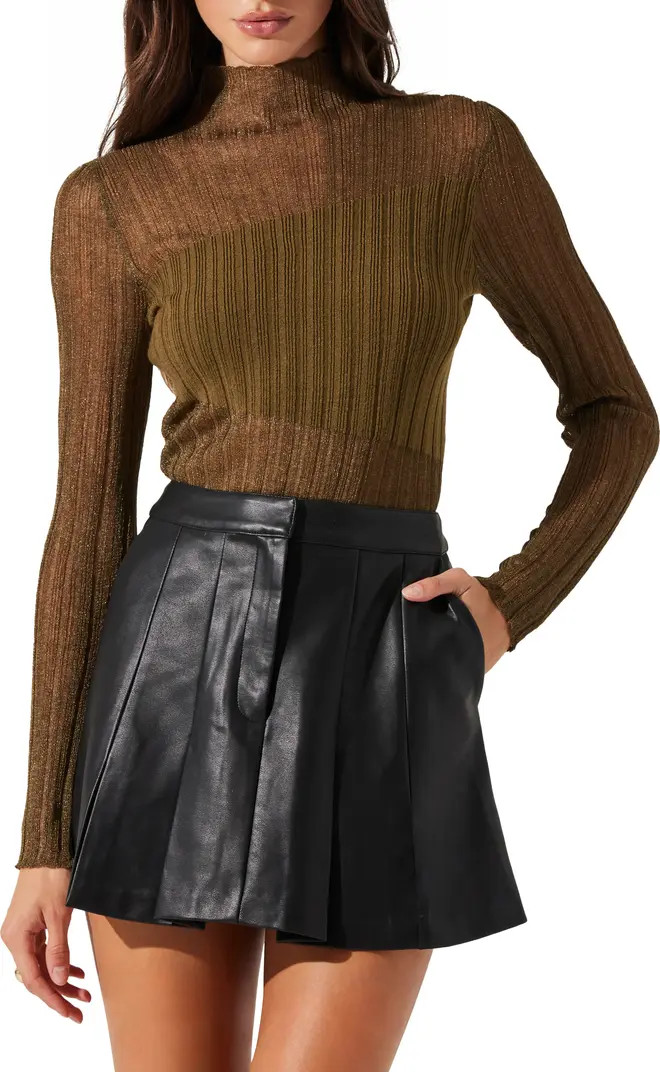 Metallic Contrast Funnel Neck Sweater | Nordstrom