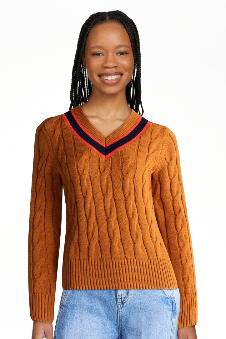 Free Assembly Women's and Women's Plus Cotton Cable Knit Sweater, Midweight, Sizes XS-4X | Walmart (US)