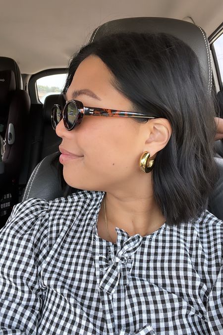 Amazon sunglasses and earrings. LOVE these earrings - heavy and seem high end!! 

