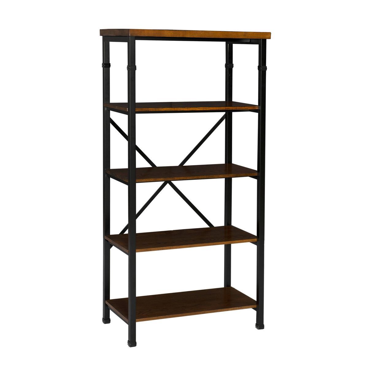 54" Austin Industrial Bookshelf Metal Wide Bookcase Brown - Linon | Target