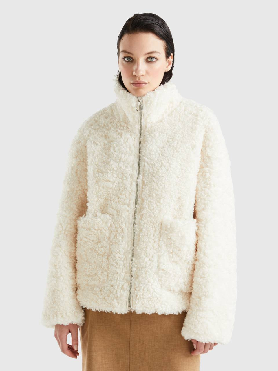 Jacke aus Kunstfell - Cremeweiss | Benetton | Benetton (EU)