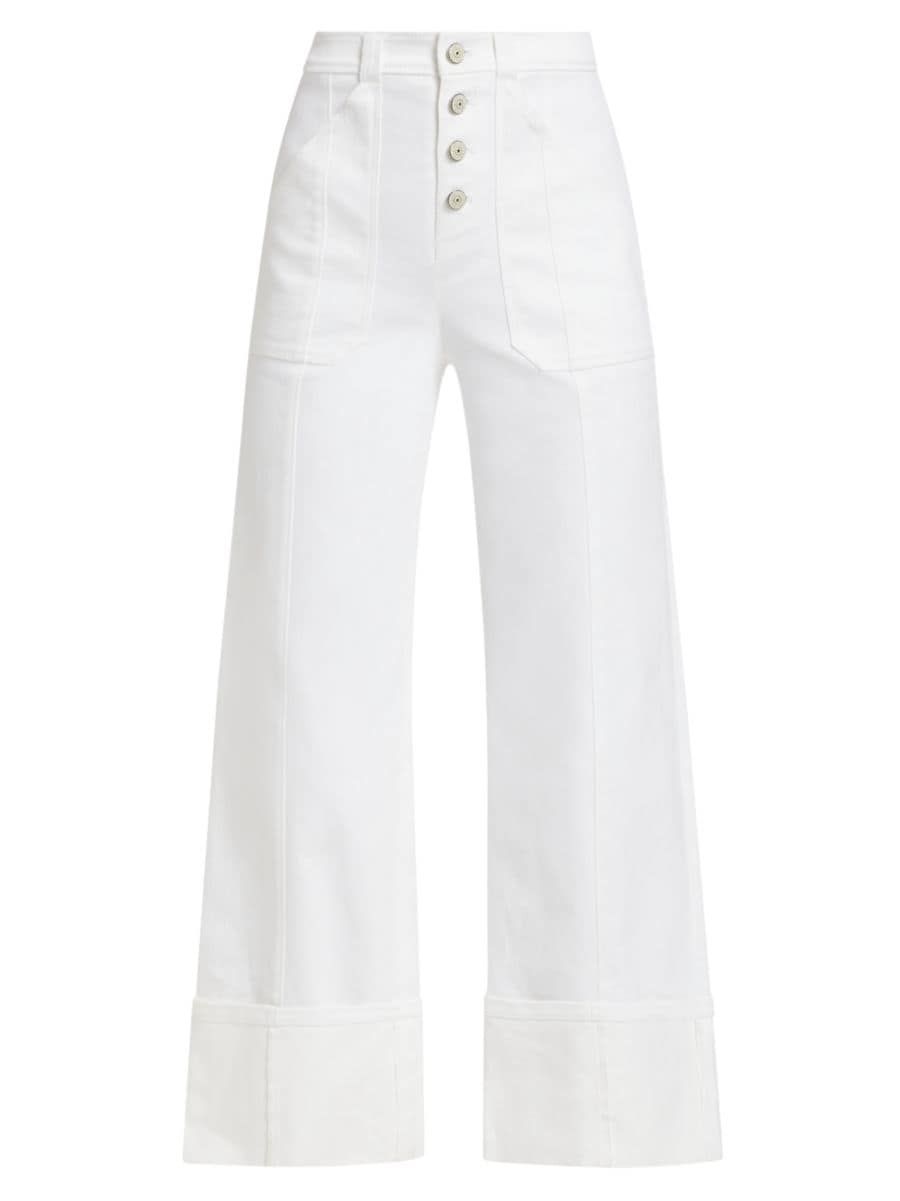 Benji Twill Cotton-Blend Cuffed Flare Pants | Saks Fifth Avenue