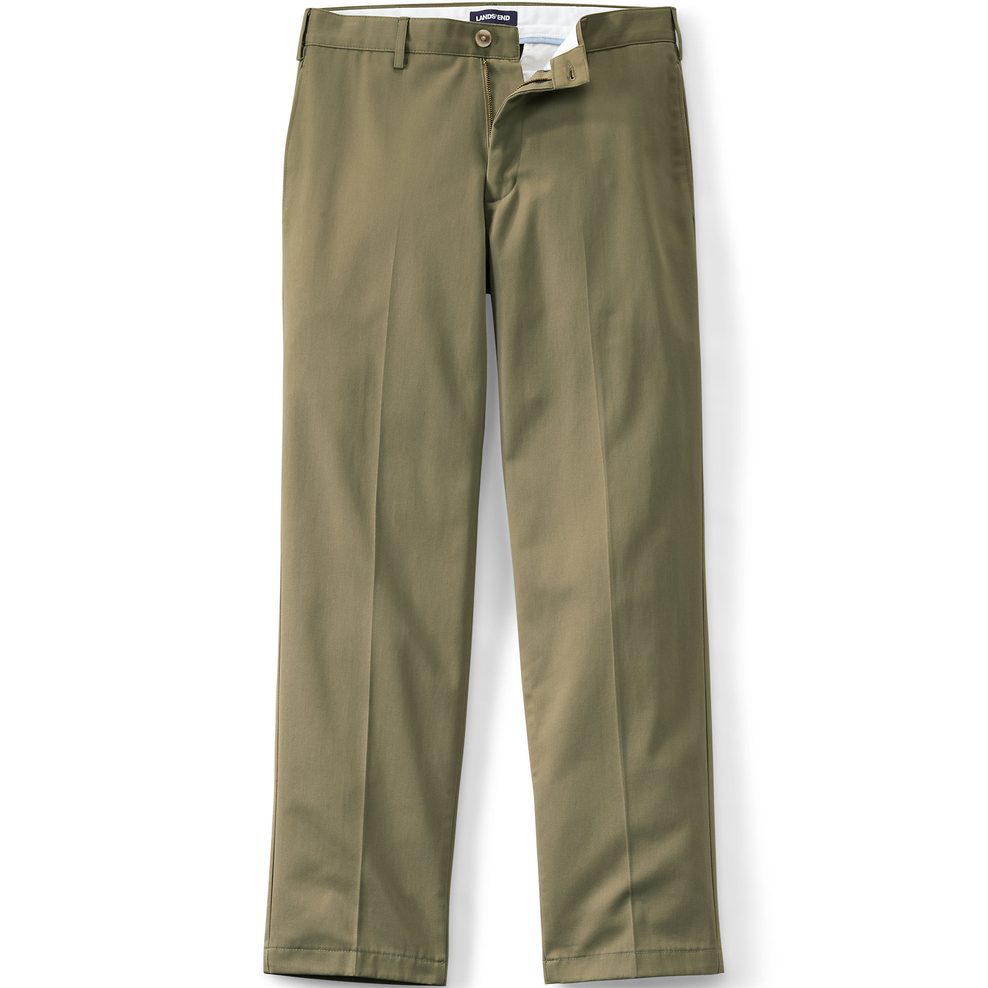 Men's No Iron Traditional Fit Plain Front Chino Pant | Lands' End (US)