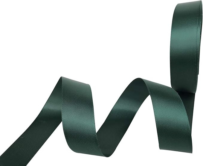 1 Inch Wide Double Face Satin Ribbon No Fading Woven Ribbon - 25 Yard (593-Dark Green) | Amazon (US)