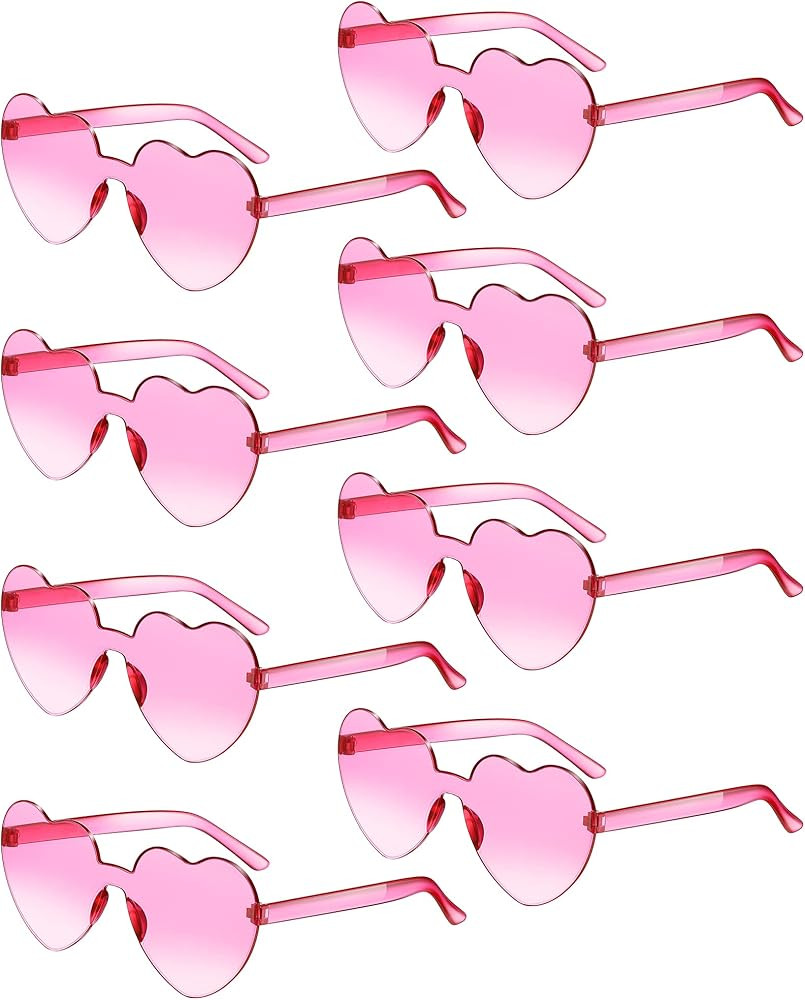 Frienda 8 Pairs Heart Shaped Sunglasses for Women Rimless Heart Glasses Candy Color Heart Sunglas... | Amazon (US)
