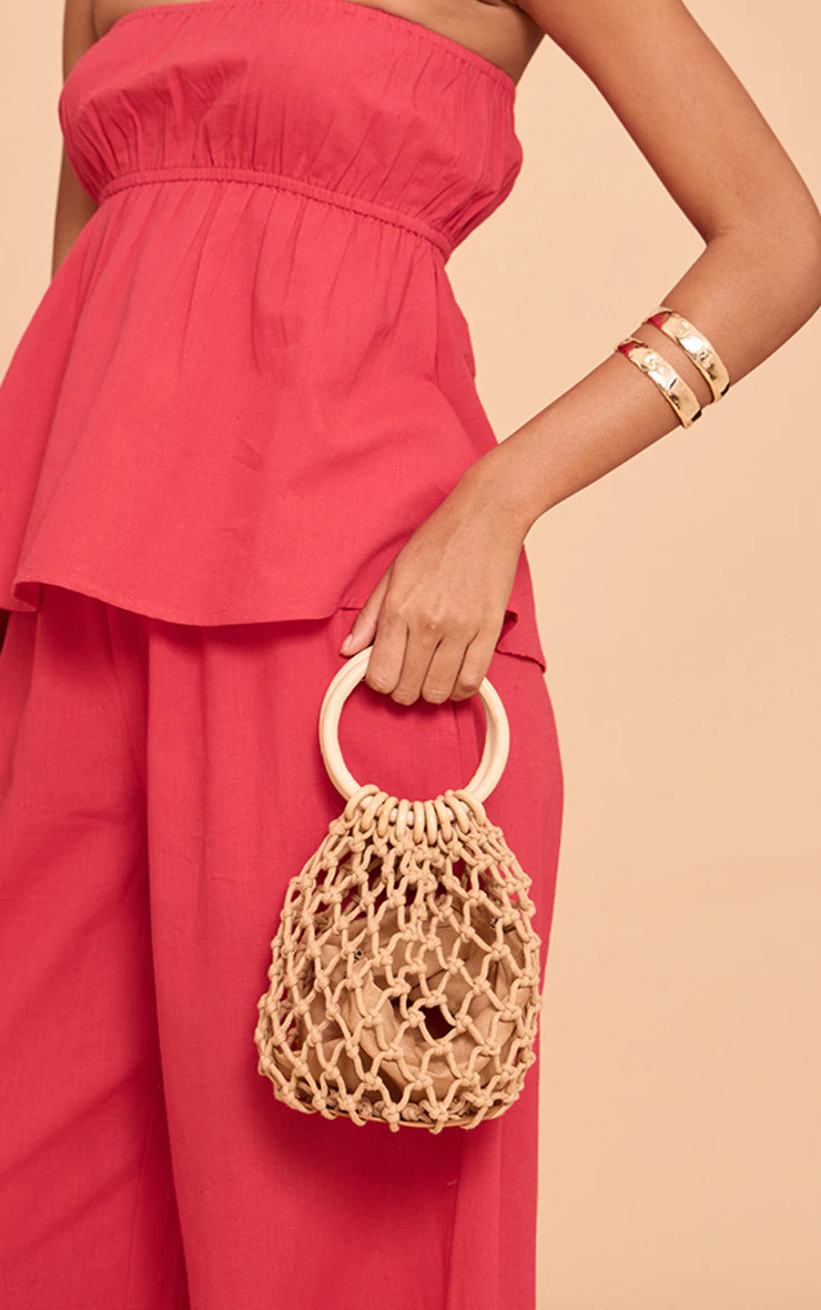 Tan Raffia Bucket Grab Bag | PrettyLittleThing UK