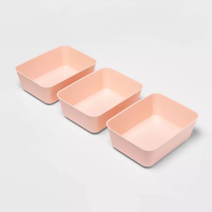 3pk Medium Storage Trays Feather Peach - Room Essentials™ | Target