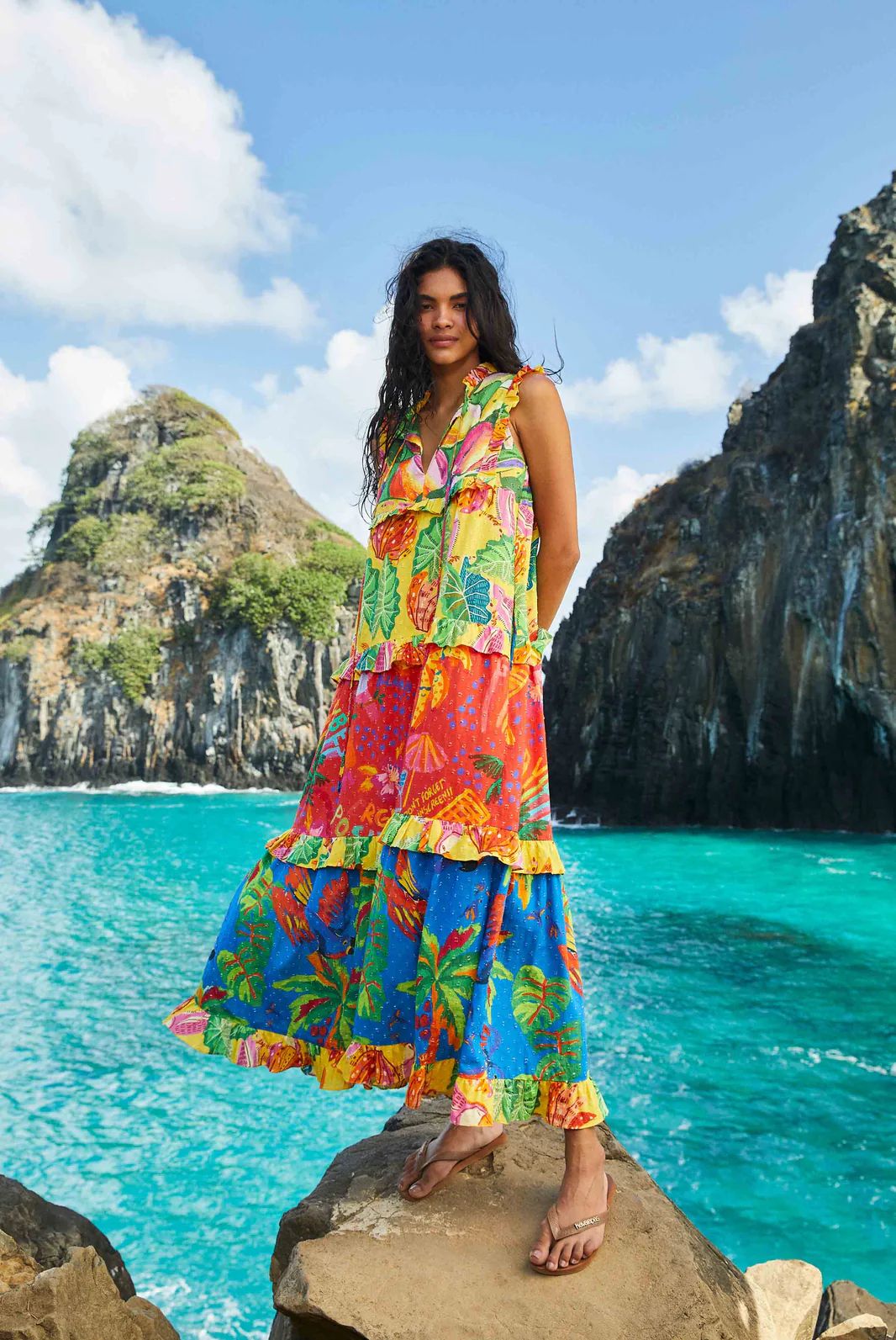 Mixed Prints Tiered Maxi Dress | FarmRio