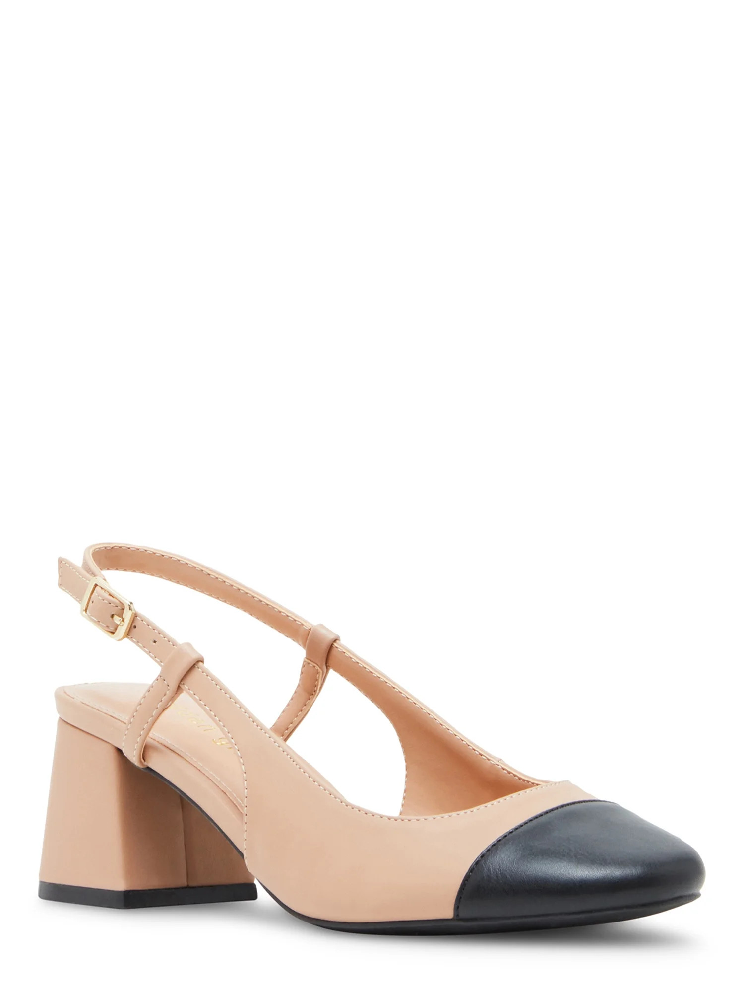 Madden Girl Women's Keithh Slingback Block Heels with Cap Toe - Walmart.com | Walmart (US)