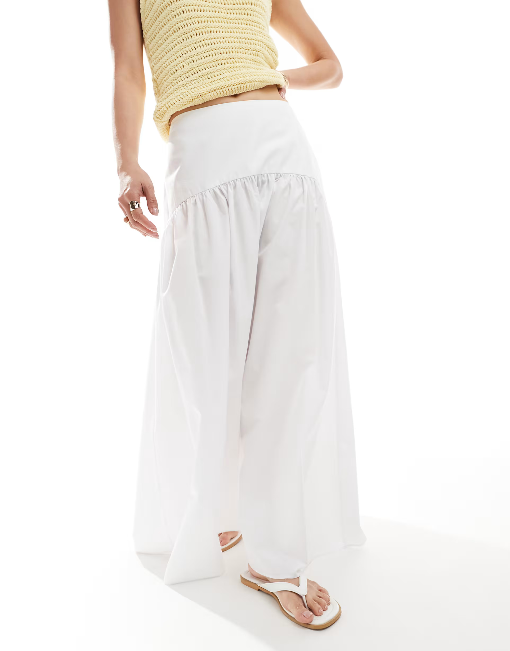 ASOS DESIGN dropped waist maxi skirt in white | ASOS (Global)
