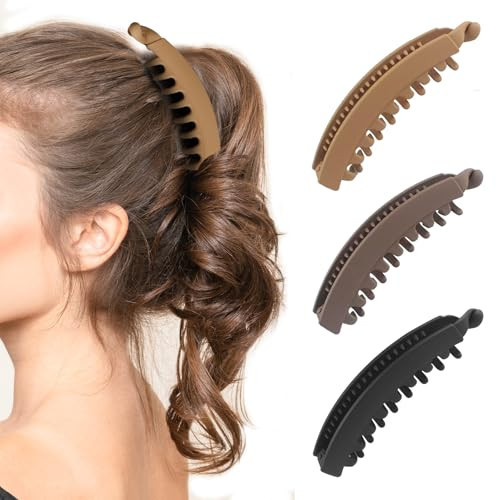 Banana Hair Clips for Women 4.75'' Large Claw Banana Clips for Thick Hair Cute Accessories 3pack | Amazon (US)