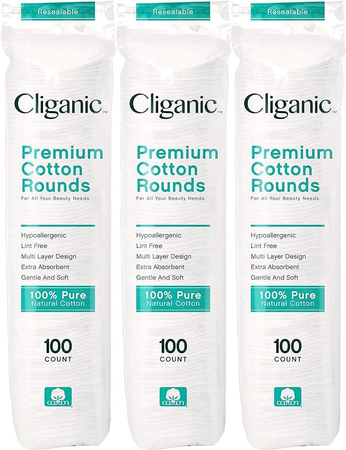 Amazon.com: Cliganic Premium Cotton Rounds for Face (300 Count) - Makeup Remover Pads, Hypoallerg... | Amazon (US)
