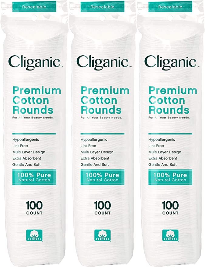 Cliganic Premium Cotton Rounds for Face (300 Count) - Makeup Remover Pads, Hypoallergenic, Lint-F... | Amazon (US)