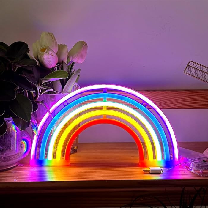 Rainbow Neon Light Neon Rainbow Sign Night Light Colorful | Amazon (US)