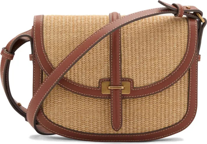 Contrast Canvas & Faux Leather Crossbody Bag | Nordstrom
